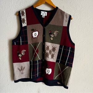 Vintage Hand Embroidered Quirky Sweater Vest